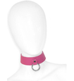 Ružový kožený choker s držiakom na šnúrku