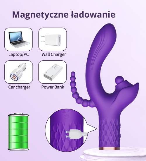 Fialový vibrátor s trojitým uspokojením