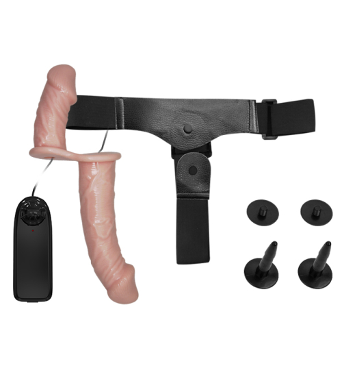 Dvojitý penis s opaskom a vibráciami