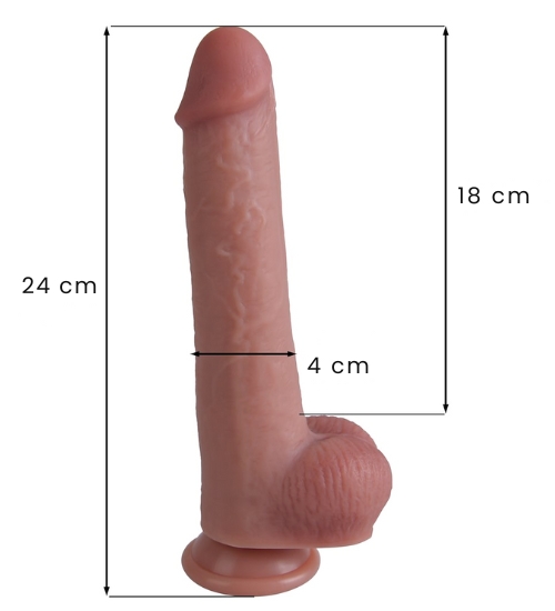 Flexibilné silikónové 24 cm dildo s prísavkou
