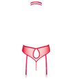 Červené čipkované body s chokerom