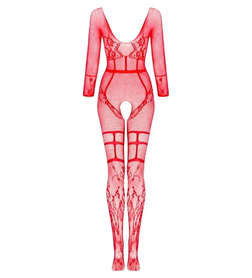 Bodystocking s dlhými rukávmi červenej farby