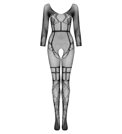 Čierny bodystocking s dlhými rukávmi