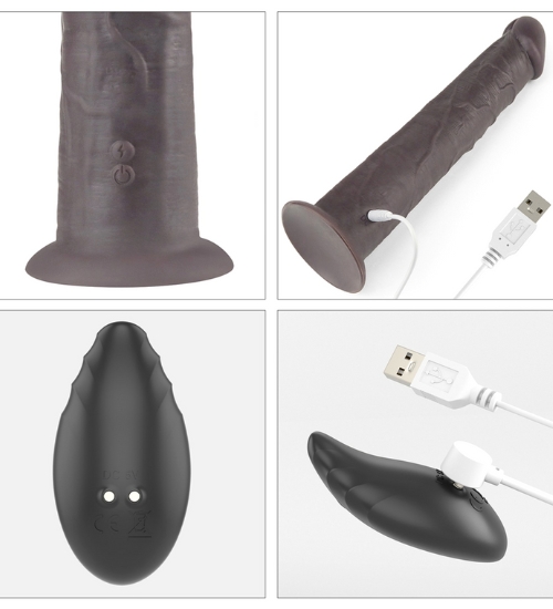 Tmavé dildo s bezdrôtovým diaľkovým ovládaním