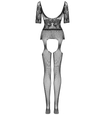Čierny bodystocking s hlbokým výstrihom
