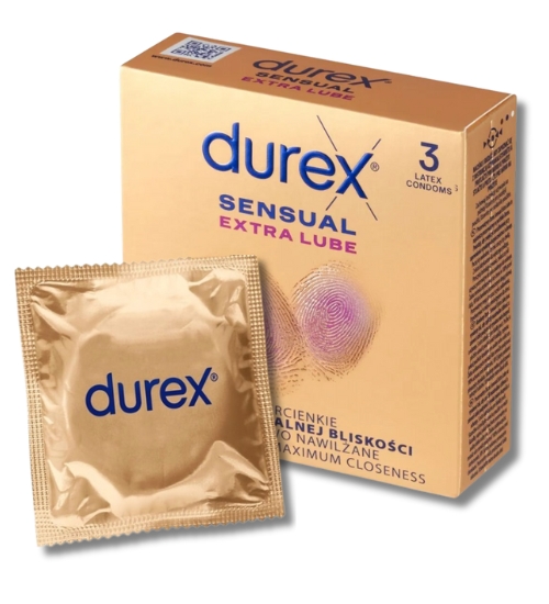Super tenký Durex Sensual Extra Lube 3 ks.