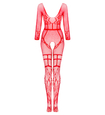 Bodystocking s dlhými rukávmi červenej farby