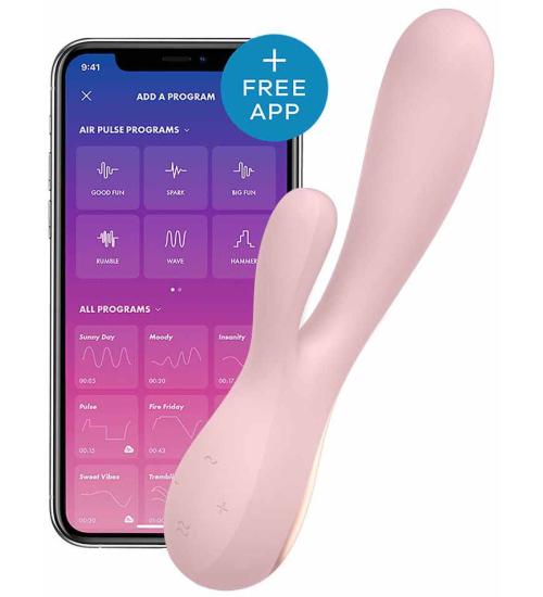 Ružový vibrátor Mono Flex s aplikáciou