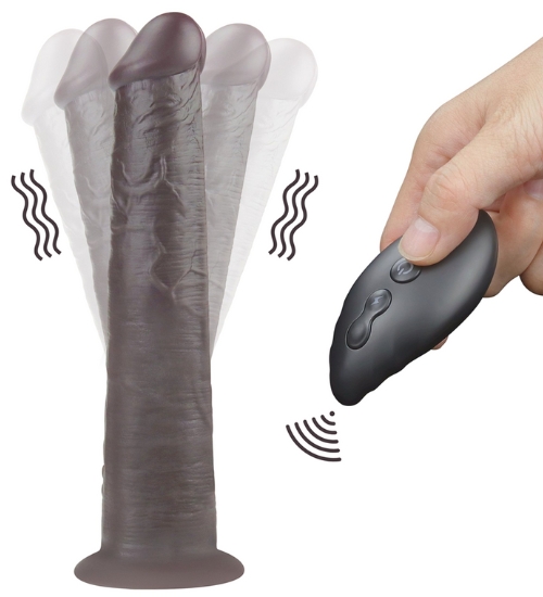 Tmavé dildo s bezdrôtovým diaľkovým ovládaním