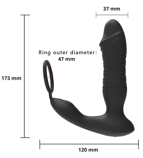 Masážny prístroj na prostatu s vratným pohybom ovládaným telefónom