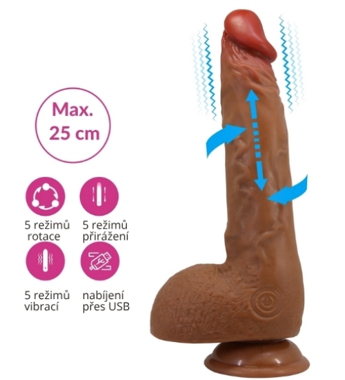Realistický rotačný vibrátor s prísavkou
