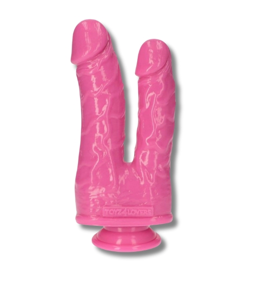 Dvojité realistické dildo ružové