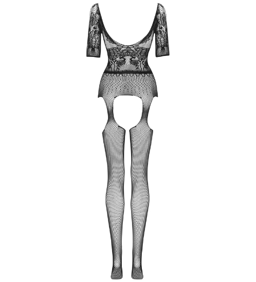 Čierny bodystocking s hlbokým výstrihom