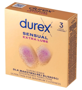Super tenký Durex Sensual Extra Lube 3 ks.