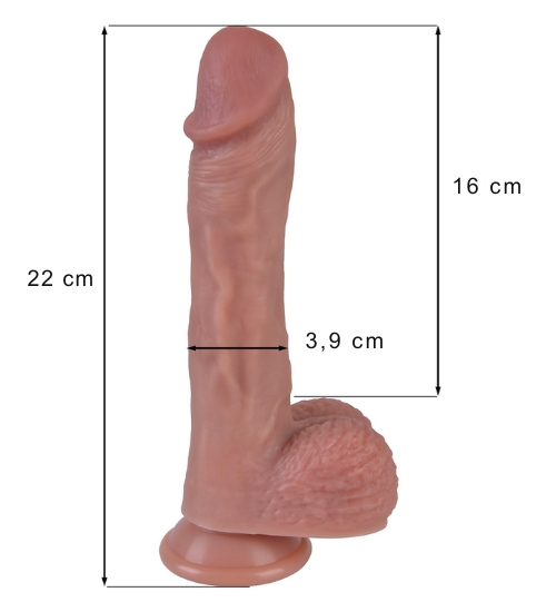 Prírodné silikónové dildo 22 cm