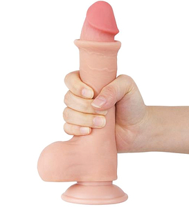 Dildo s semenníkmi a posuvnou kožou