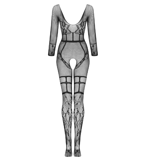 Čierny bodystocking s dlhými rukávmi