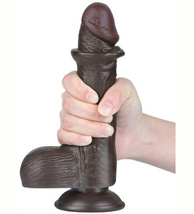 Tmavosivý umelý penis s prísavkou