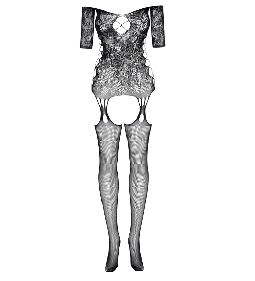 Čierny bodystocking s bočným prešívaním