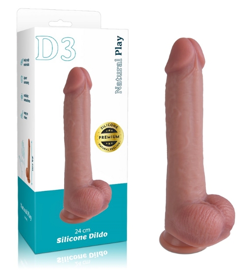 Flexibilné silikónové 24 cm dildo s prísavkou