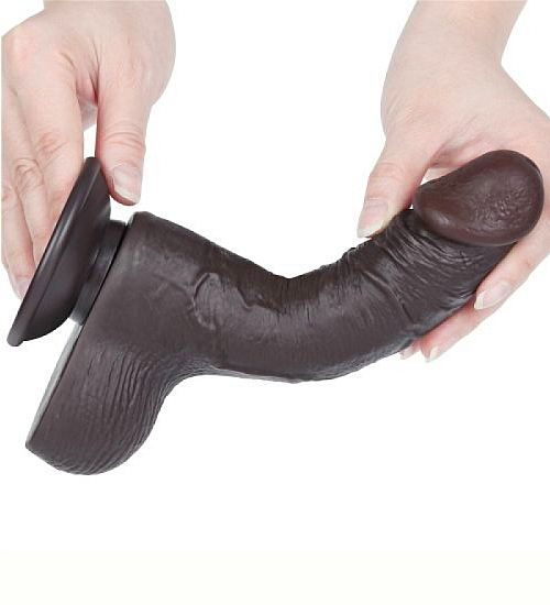 Tmavosivý umelý penis s prísavkou