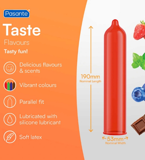 Farebné kondómy Pasante Taste - 3 ks.