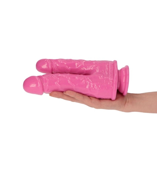 Dvojité realistické dildo ružové