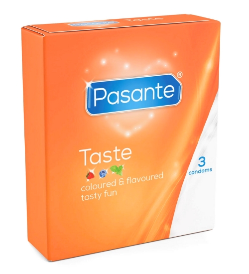 Farebné kondómy Pasante Taste - 3 ks.