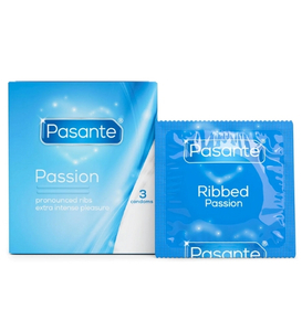 Pasante Passion rebrované kondómy 3ks.
