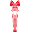 Červené bodystocking s hlbokým výstrihom