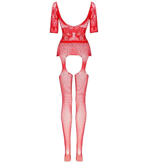 Červené bodystocking s hlbokým výstrihom